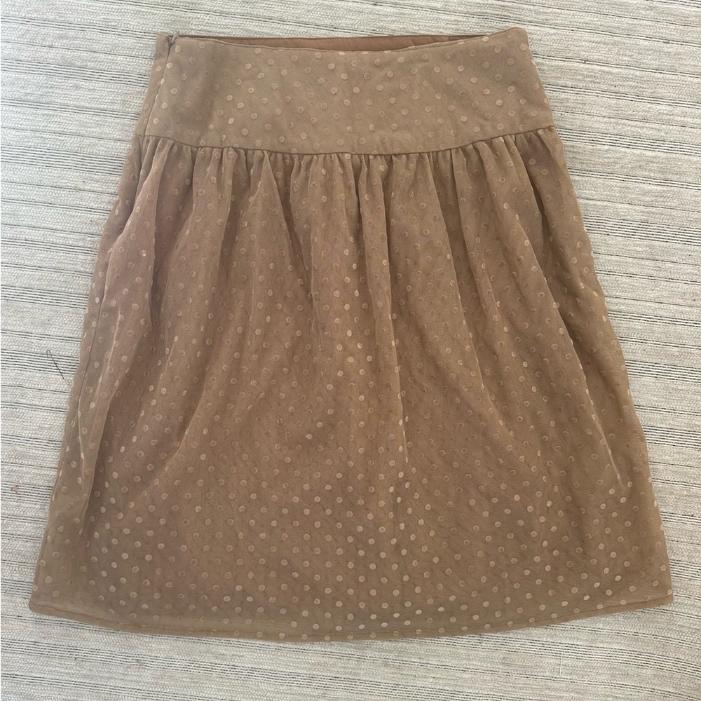 Downeast Taupe Sheer Midi Skirt Swiss Dot Balletcore Sz S